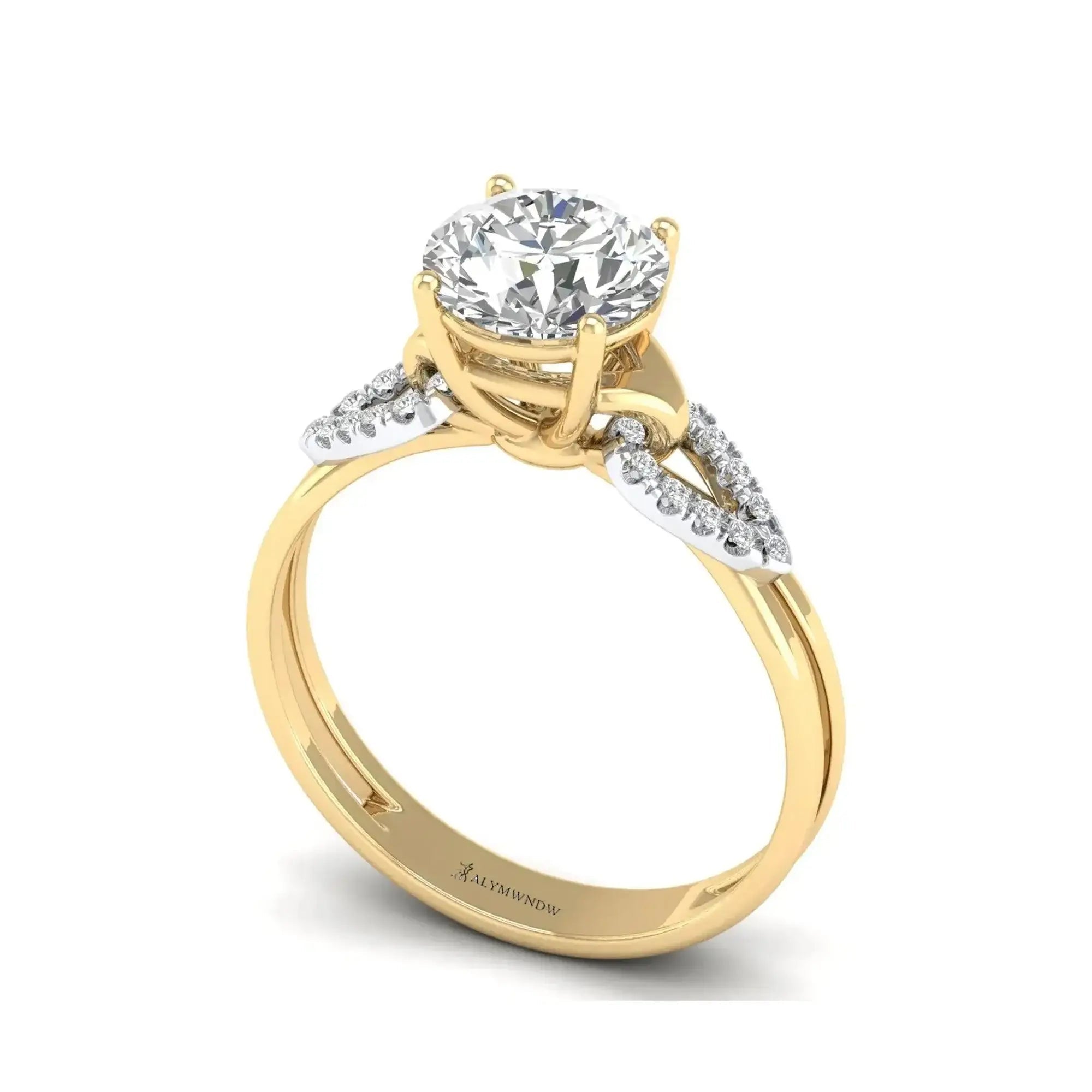 Round Moissanite Engagement Ring – GRA Certified Classic Solitaire - Alymwndw