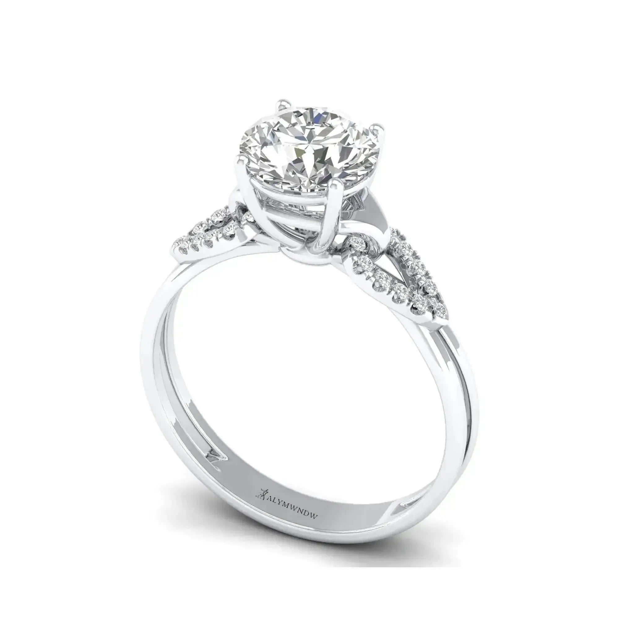 Round Moissanite Engagement Ring – GRA Certified Classic Solitaire - Alymwndw