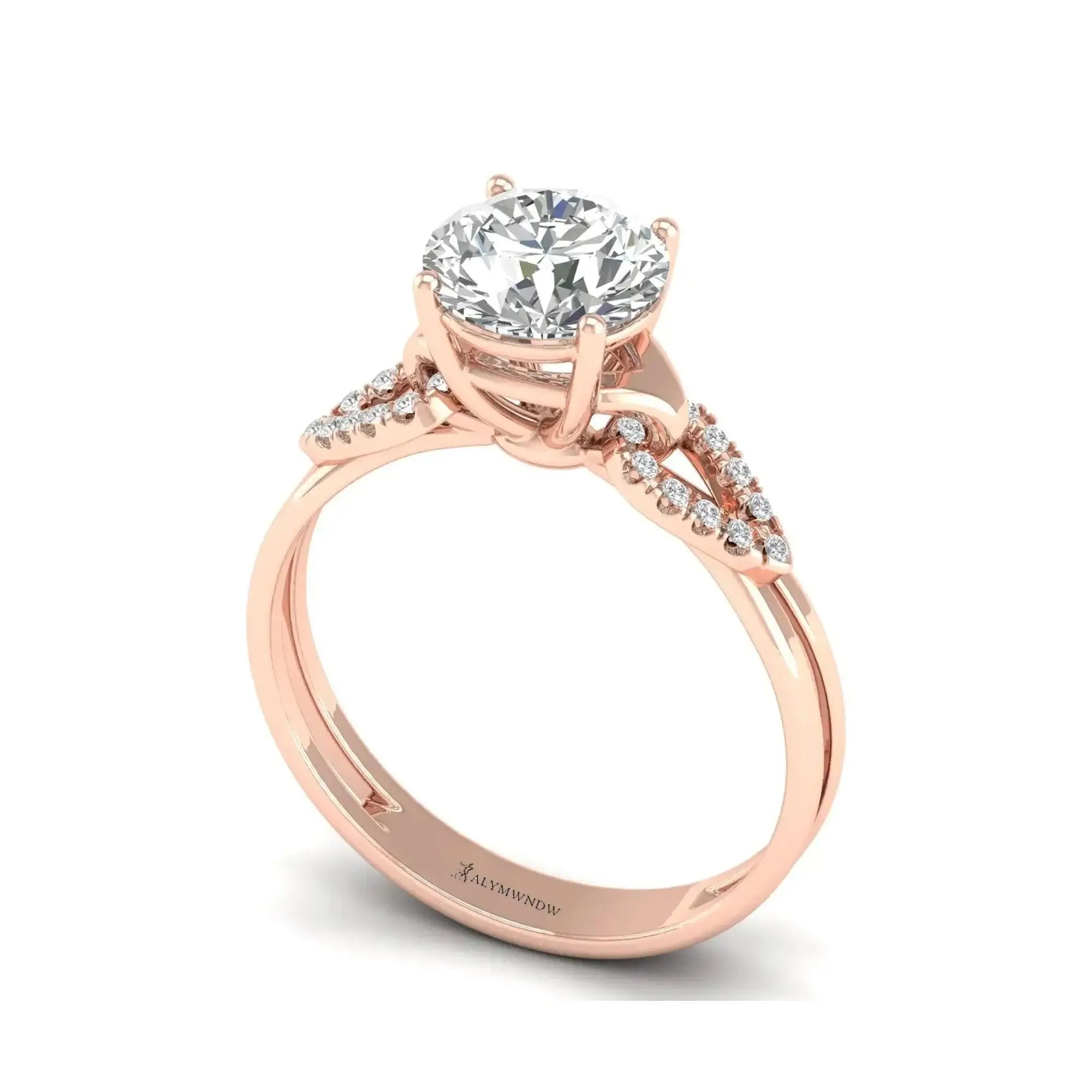 Round Moissanite Engagement Ring – GRA Certified Classic Solitaire - Alymwndw