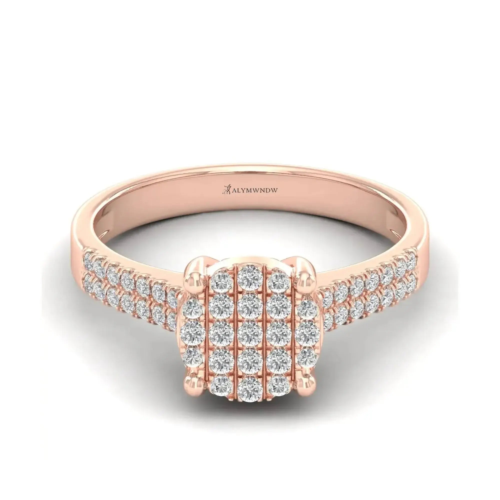 Round Moissanite Engagement Ring – GRA Certified Pavé Solitaire - Alymwndw