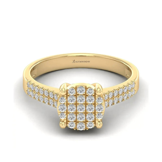 Round Moissanite Engagement Ring – GRA Certified Pavé Solitaire - Alymwndw