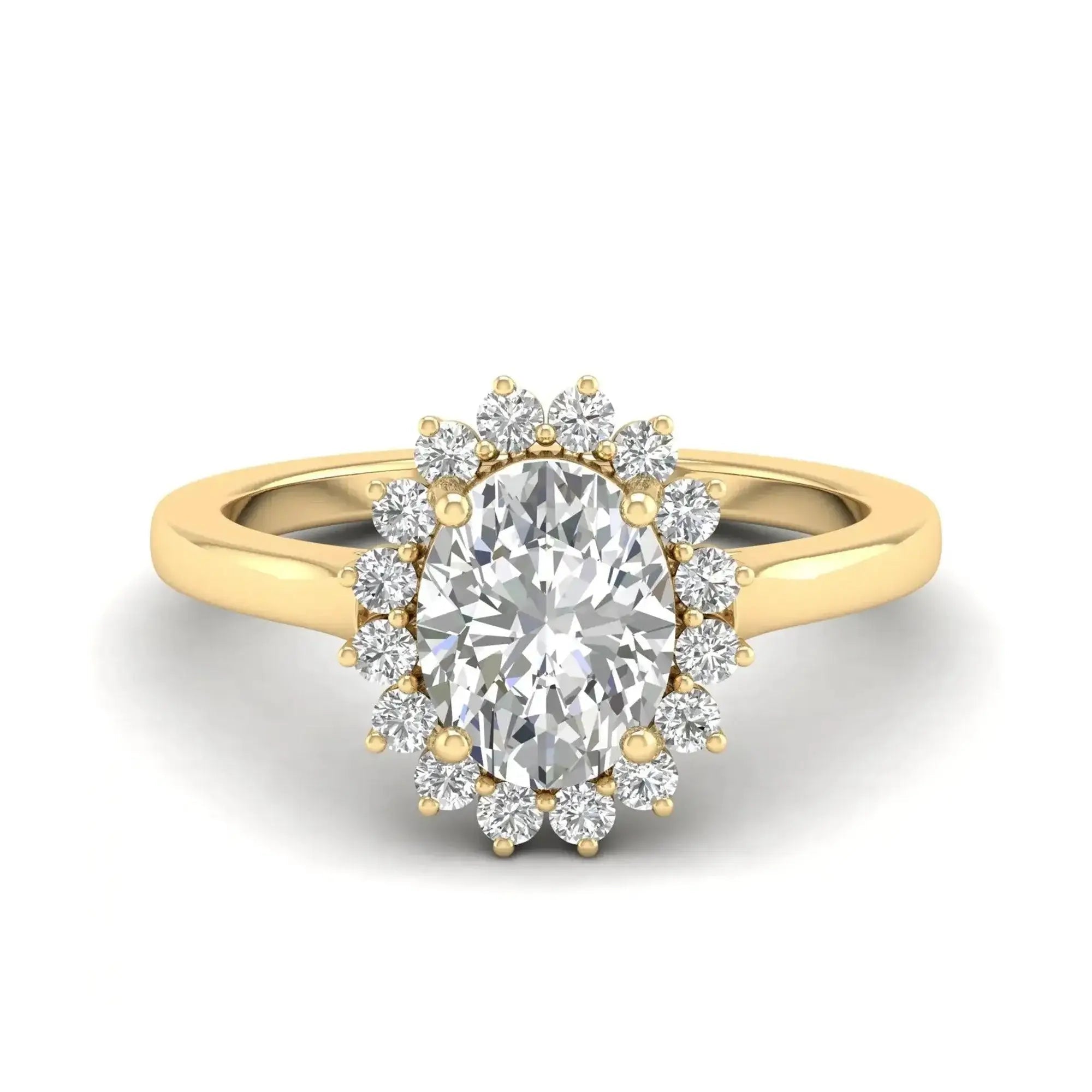 Royal Oval Halo Moissanite Ring in Silver, 18K Gold & Platinum – DM96R - Alymwndw
