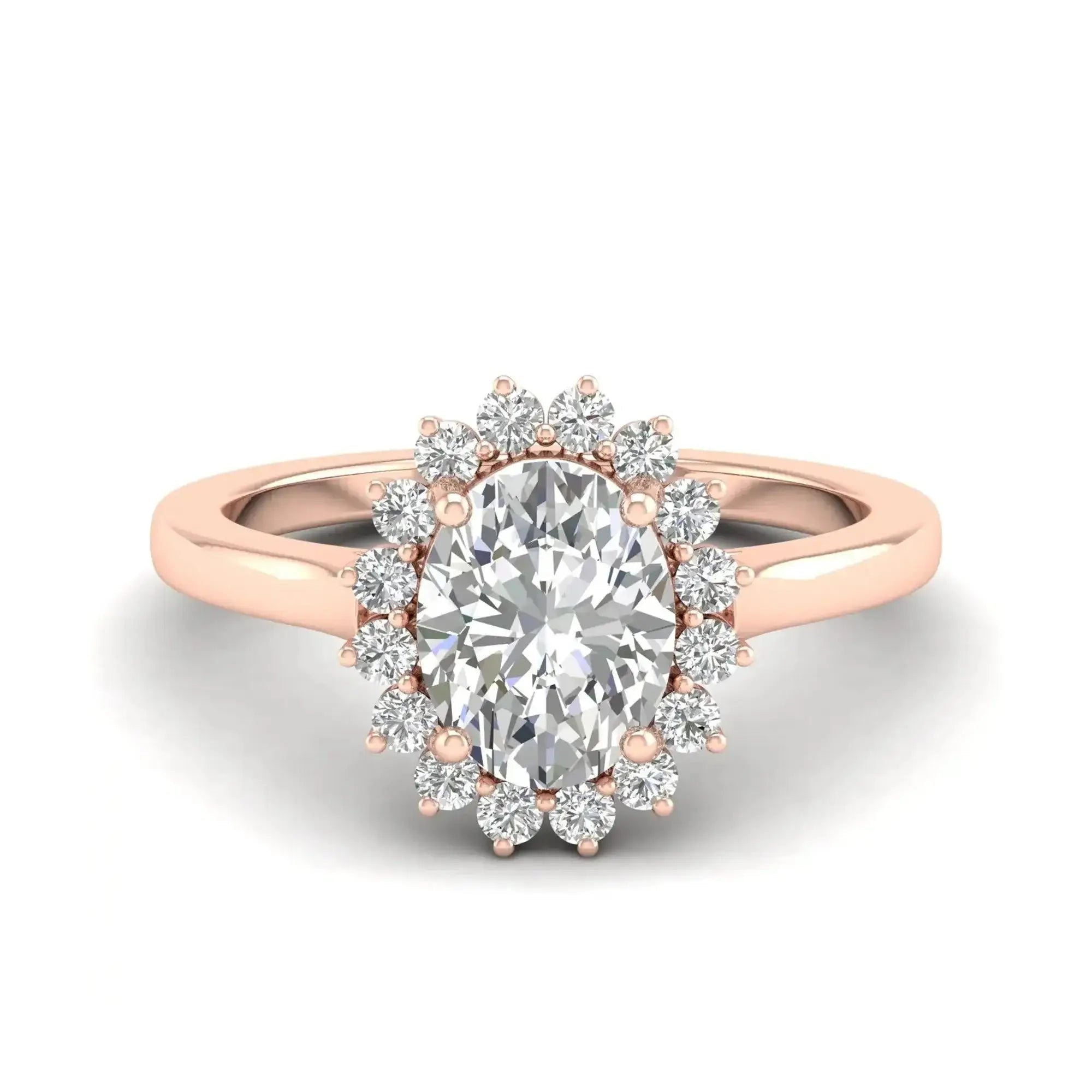 Royal Oval Halo Moissanite Ring in Silver, 18K Gold & Platinum – DM96R - Alymwndw