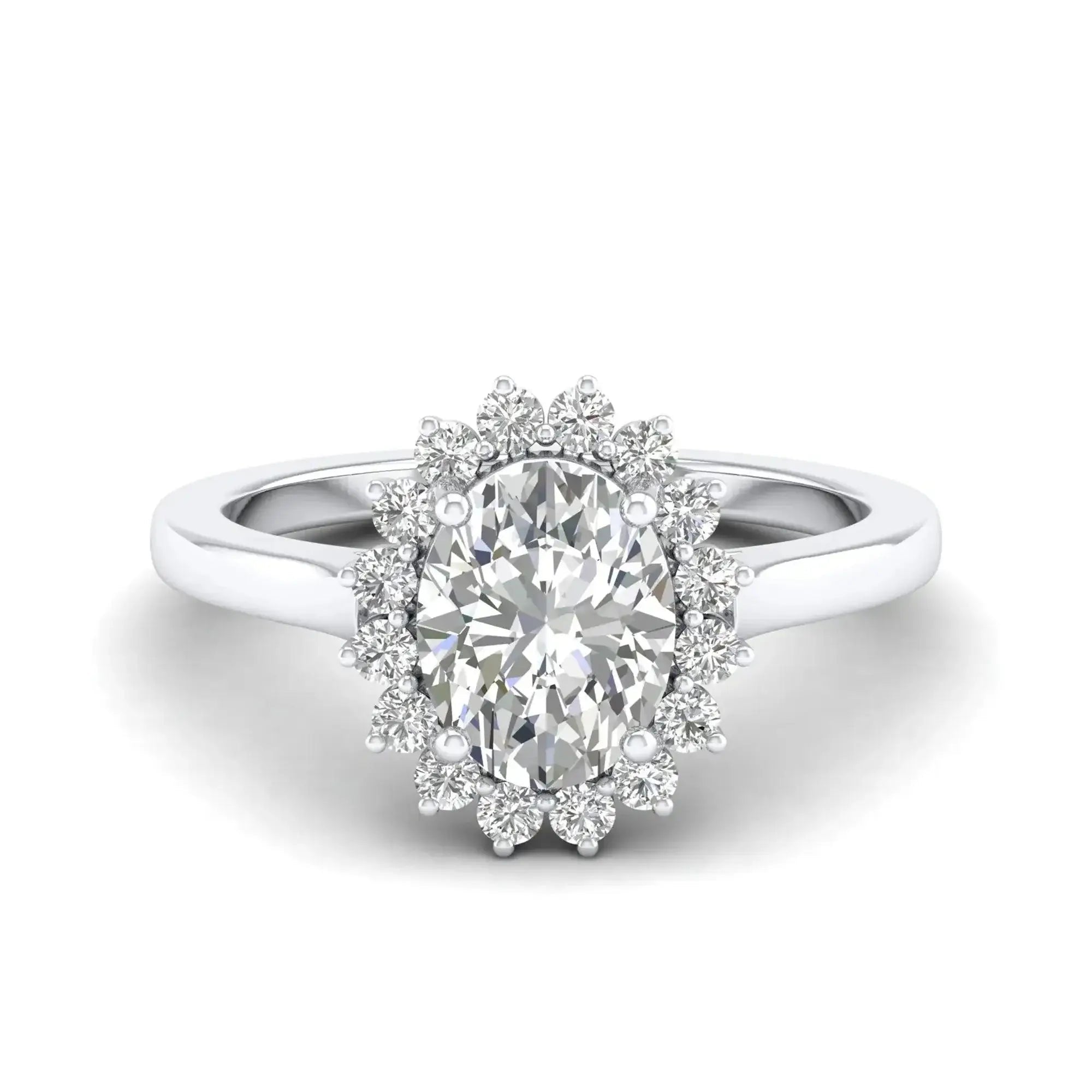 Royal Oval Halo Moissanite Ring in Silver, 18K Gold & Platinum – DM96R - Alymwndw