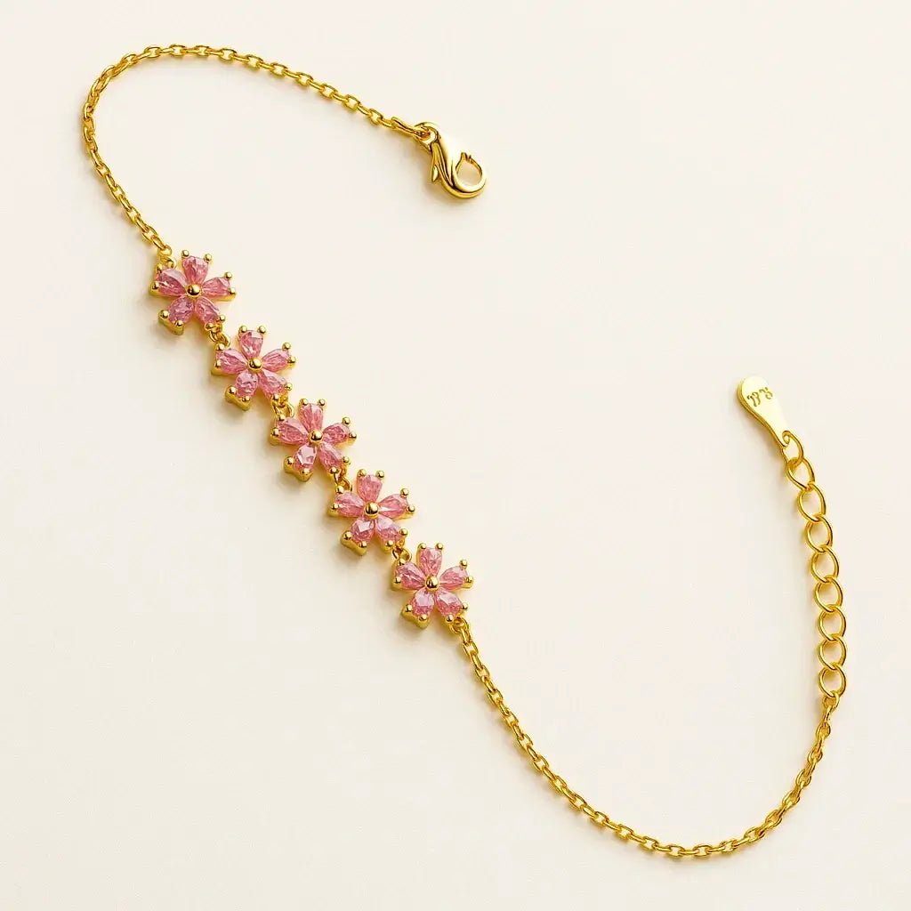 Sakura Dream Gold - Plated 925 Sterling Silver Bracelet - Alymwndw