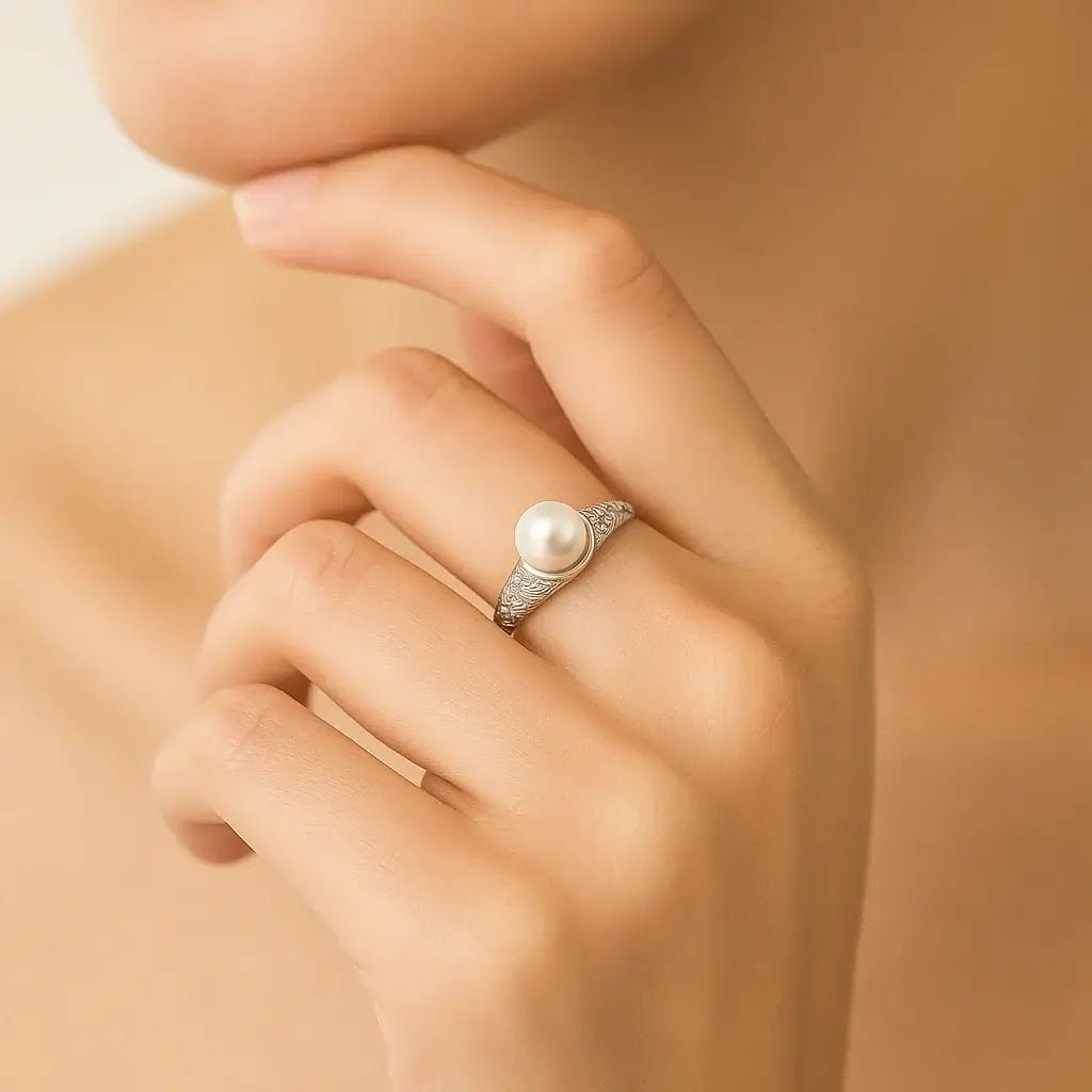 Sea Pearl Majesty Ring – 925 Silver with Single South‑Sea Pearl - Alymwndw