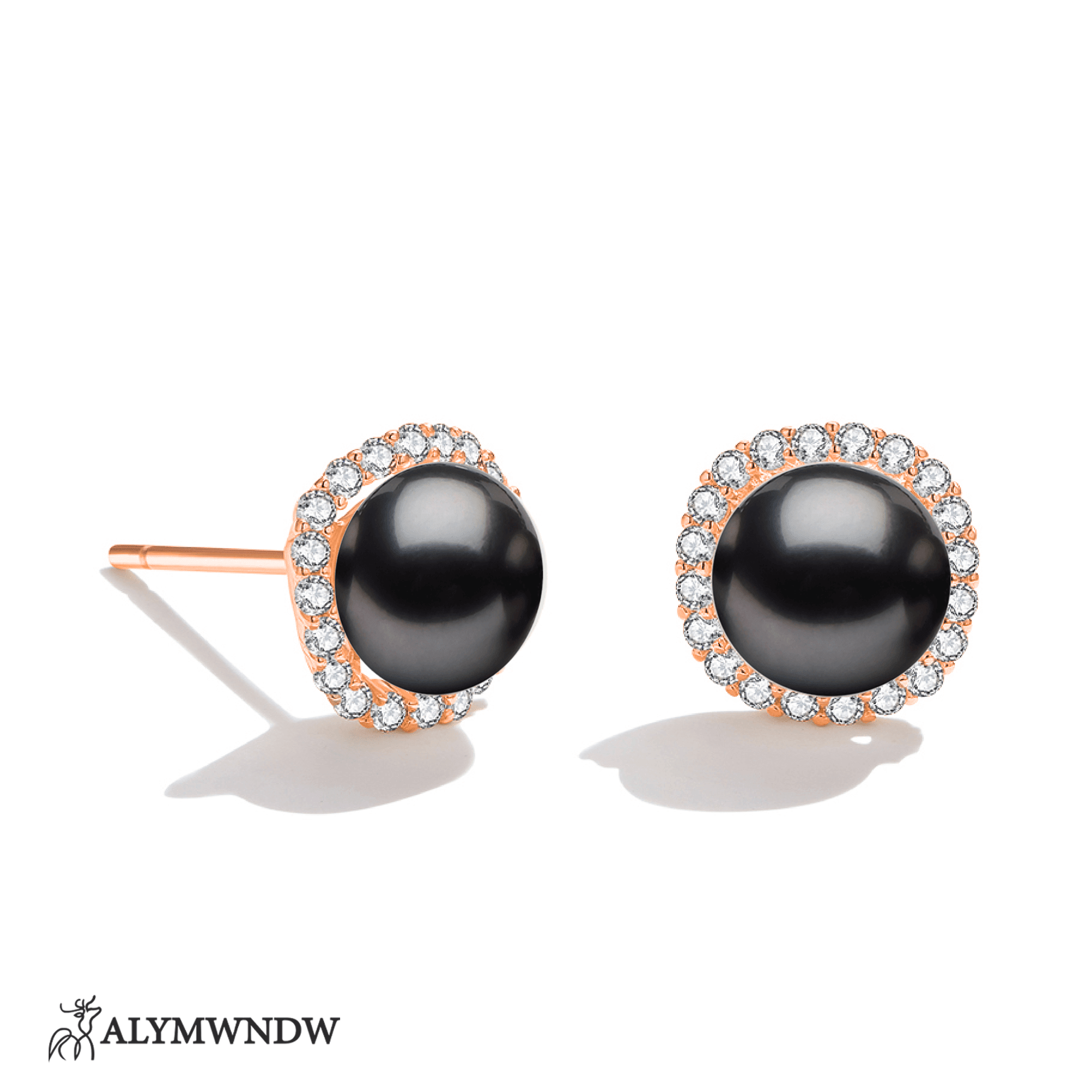 Shimmering Pearl Earrings – Elegant Halo Stud Design - Alymwndw