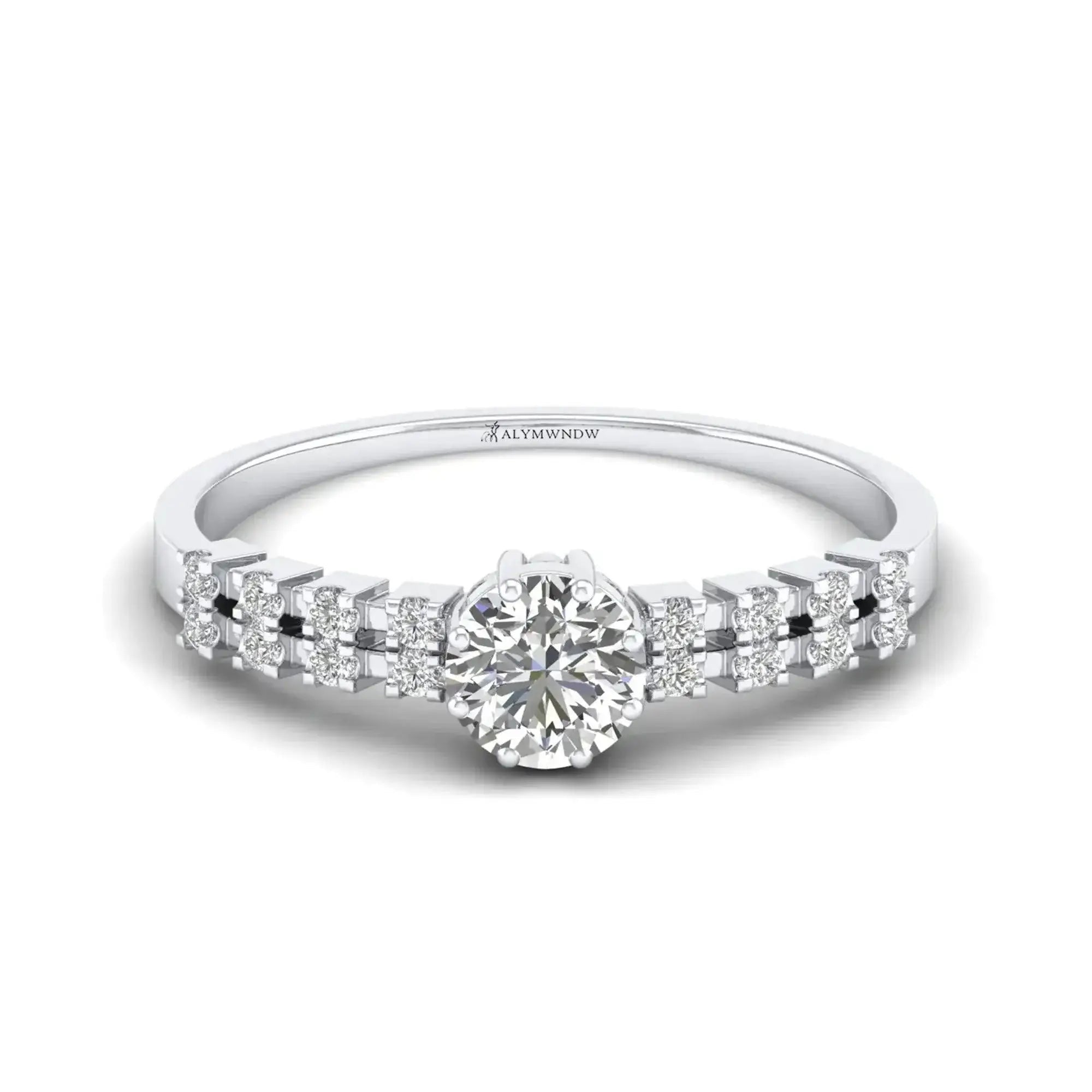 Signature Moissanite Diamond Ring – Silver, Gold & Platinum | Customizable Luxury - Alymwndw