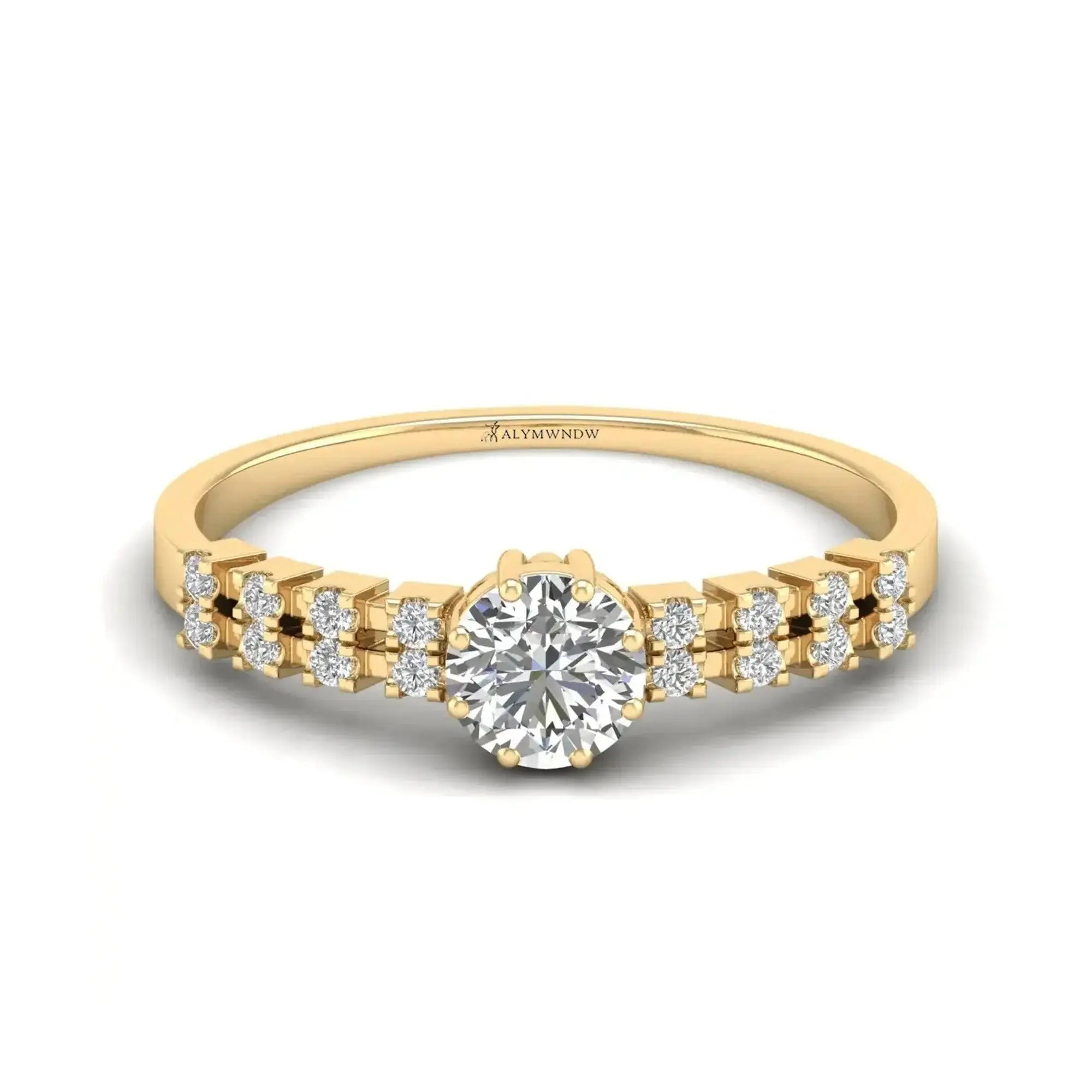 Signature Moissanite Diamond Ring – Silver, Gold & Platinum | Customizable Luxury - Alymwndw