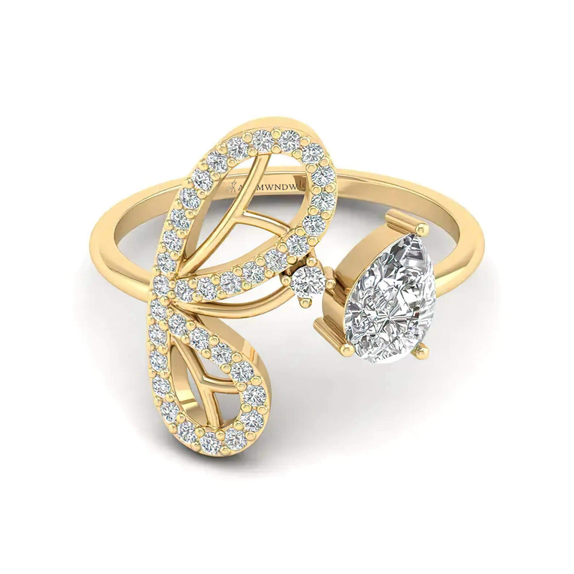 Solitaire Stone Fancy Design Ring | Alymwndw Jewellery - Alymwndw