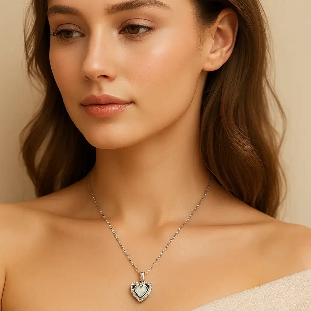 Sparkling Heart Necklace – 925 Silver with Swivel Pendant - Alymwndw