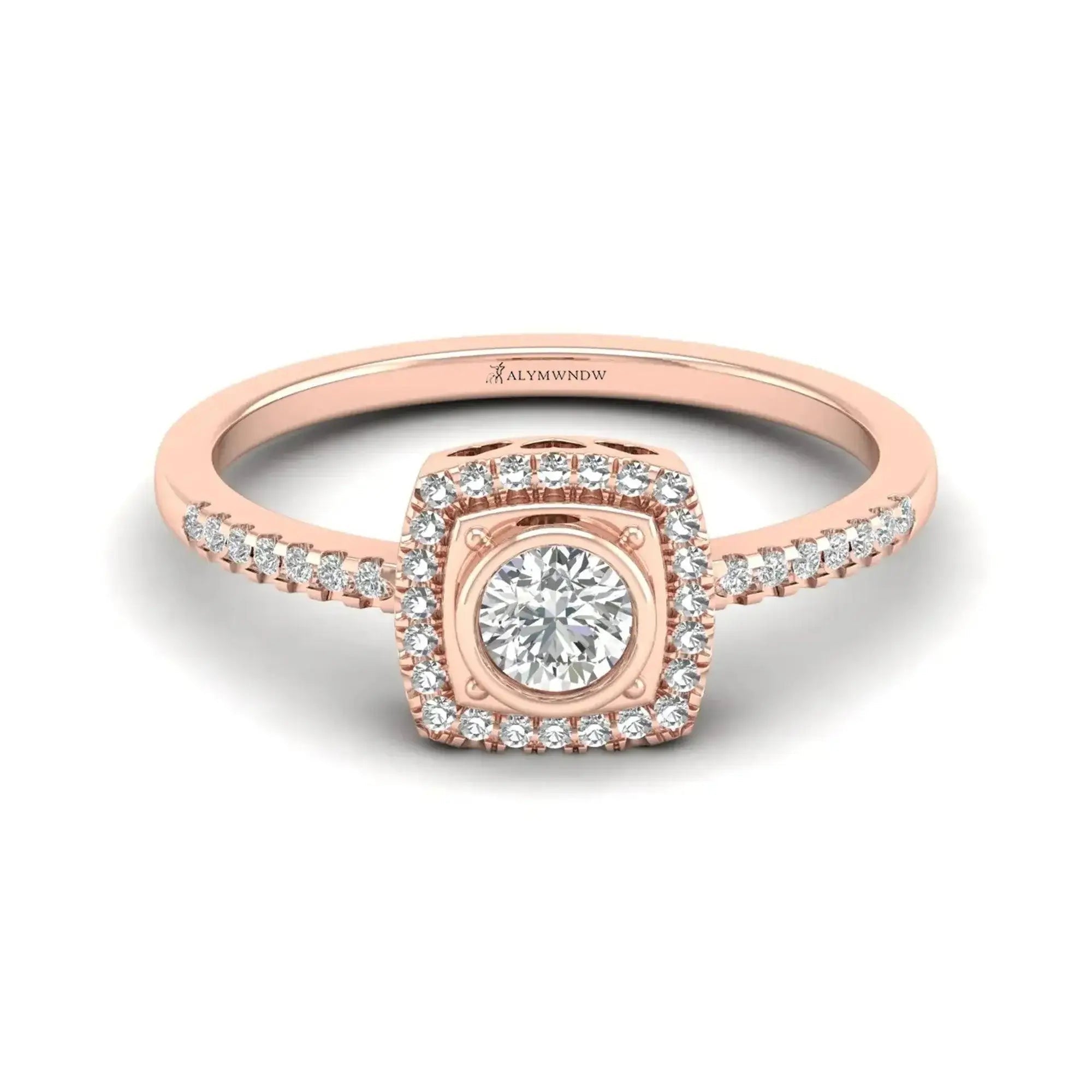 Square Halo Moissanite Ring – GRA Certified Double Halo Design - Alymwndw