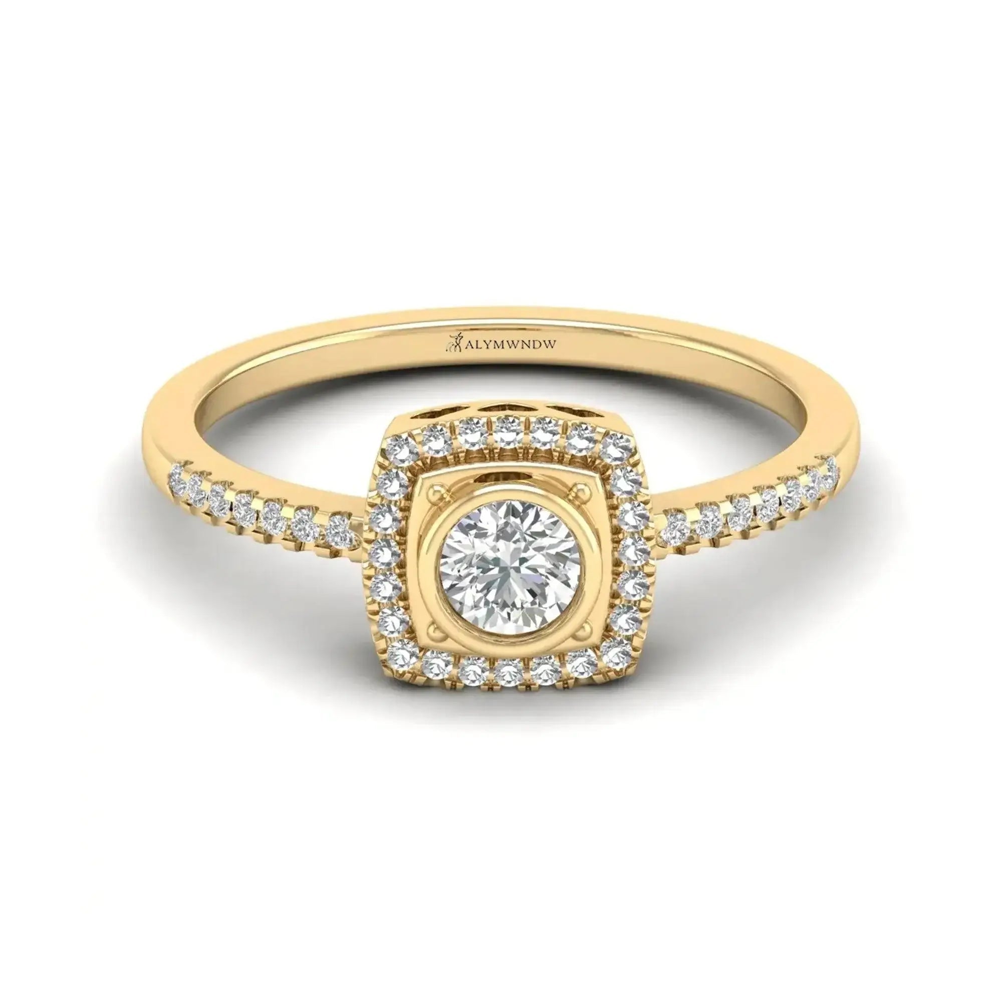 Square Halo Moissanite Ring – GRA Certified Double Halo Design - Alymwndw