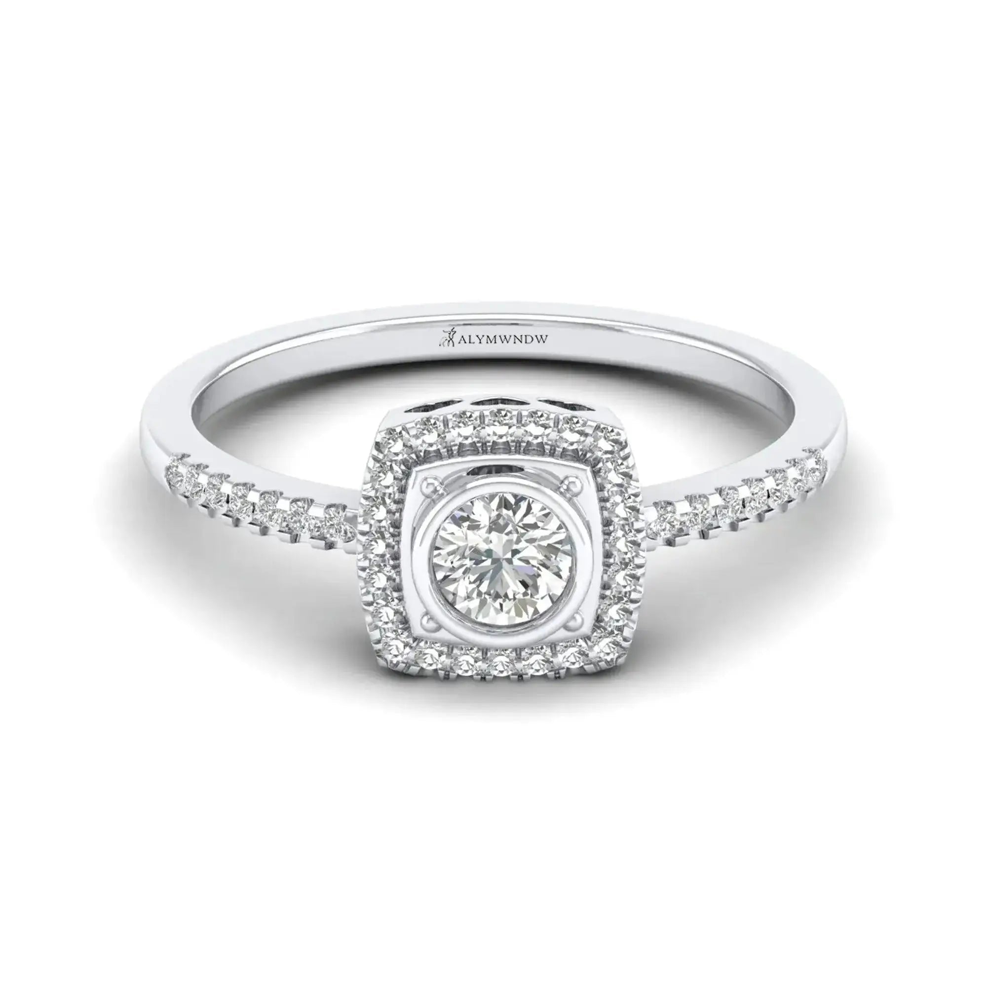 Square Halo Moissanite Ring – GRA Certified Double Halo Design - Alymwndw
