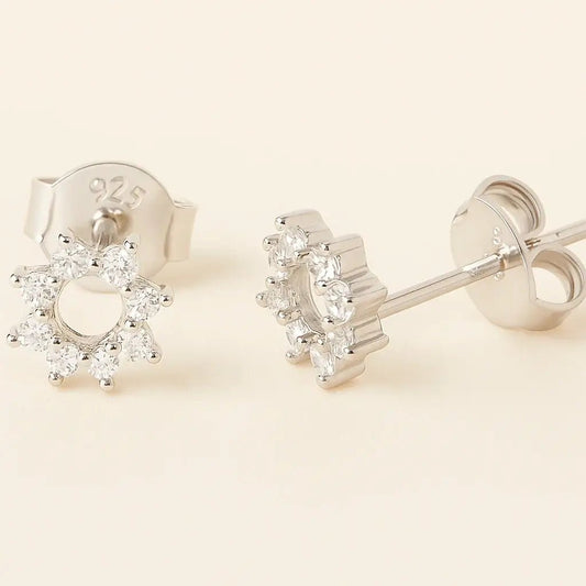Starburst Stud Earrings – 925 Silver with Sparkling Accents - Alymwndw