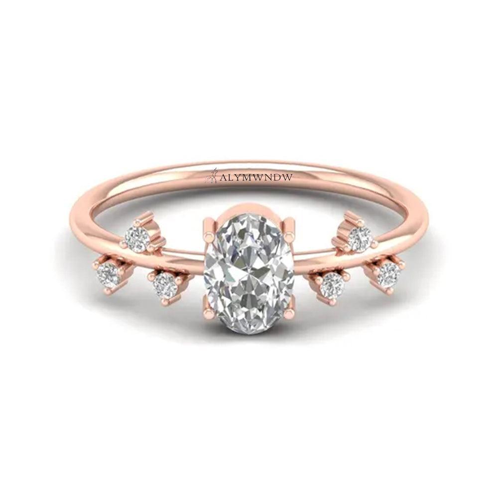 Starlight Halo Moissanite Ring – Elegant Gold, Silver & Platinum Ring - Alymwndw