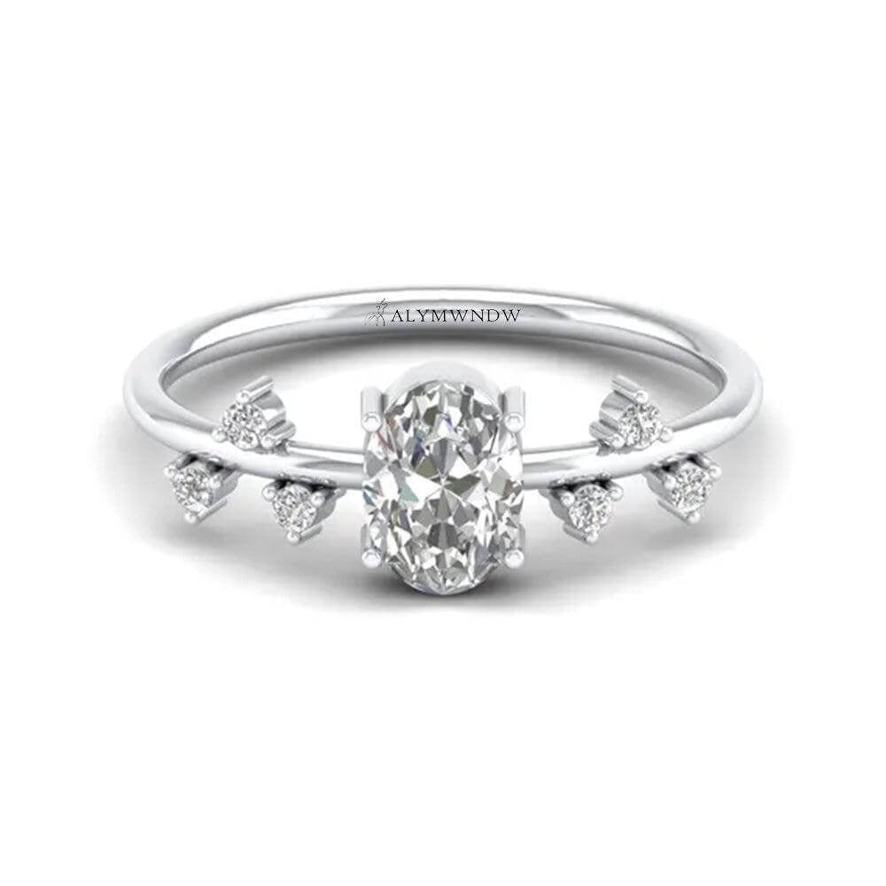 Starlight Halo Moissanite Ring – Elegant Gold, Silver & Platinum Ring - Alymwndw