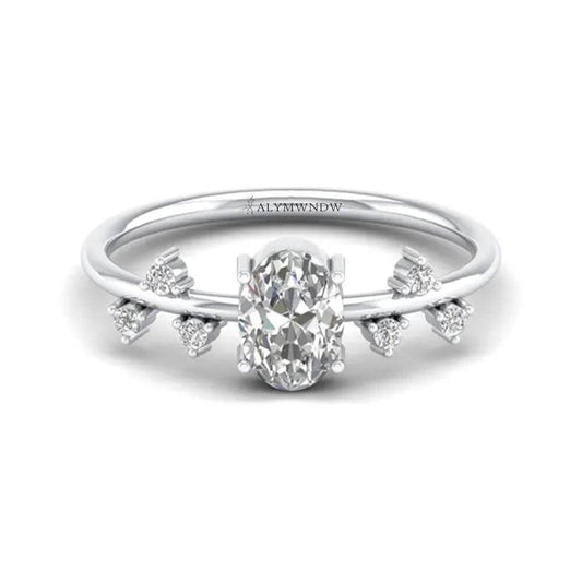 Starlight Halo Moissanite Ring – Elegant Gold, Silver & Platinum Ring - Alymwndw