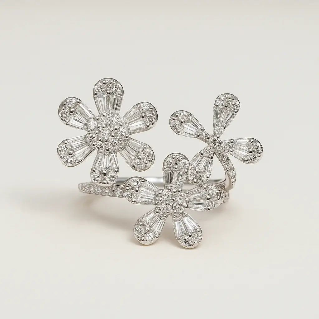 Starry Blossom 925 Sterling Silver Ring - Alymwndw