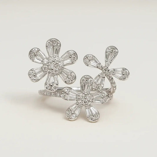 Starry Blossom 925 Sterling Silver Ring - Alymwndw