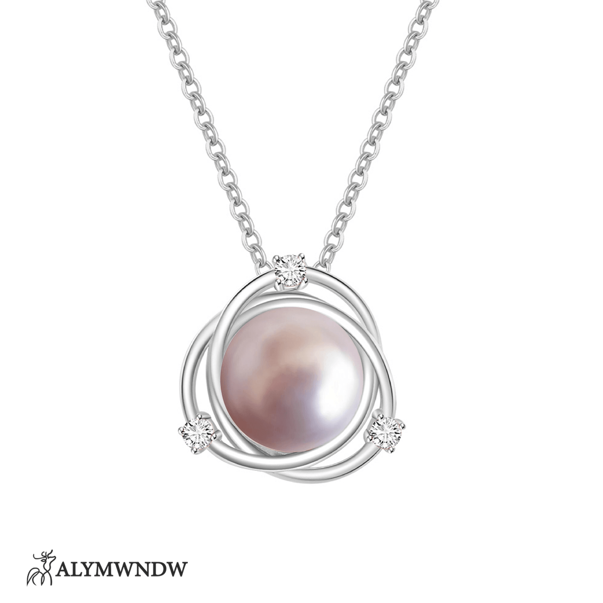 Sun Pearl Necklace – Elegant Pearl Pendant in Gold, Silver & Platinum - Alymwndw