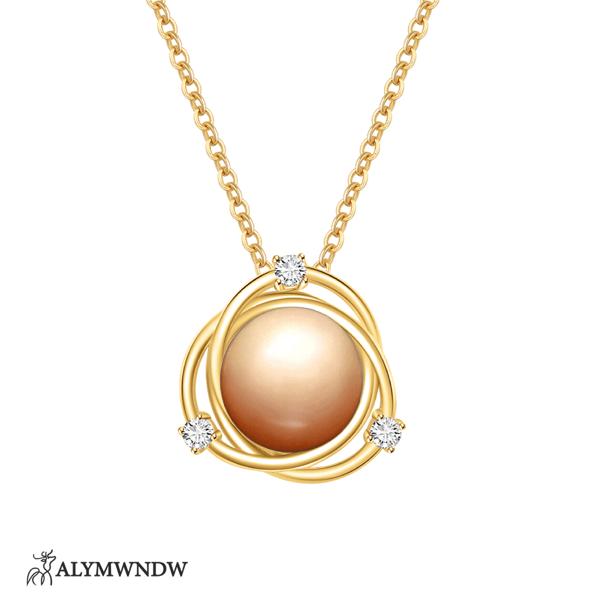 Sun Pearl Necklace – Elegant Pearl Pendant in Gold, Silver & Platinum - Alymwndw