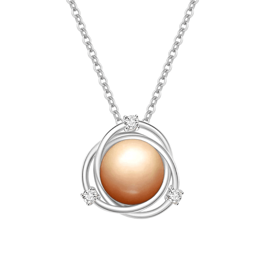 Sun Pearl Necklace – Elegant Pearl Pendant in Gold, Silver & Platinum - Alymwndw