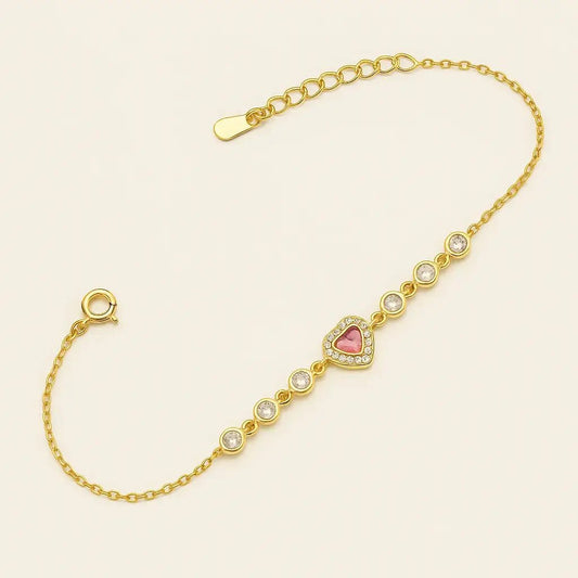 Sweetheart Promise Gold - Plated 925 Sterling Silver Bracelet - Alymwndw
