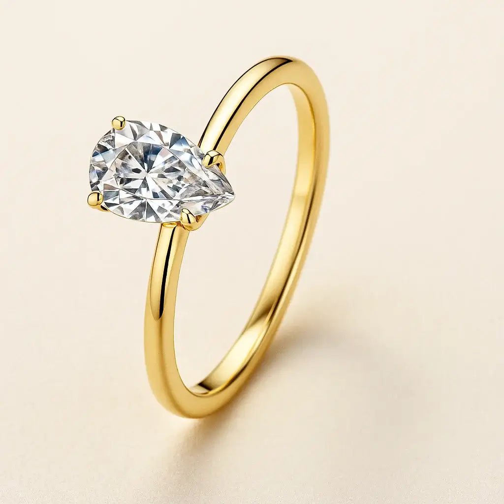 The Golden Pear Drop Moissanite Ring - Alymwndw
