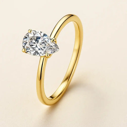 The Golden Pear Drop Moissanite Ring - Alymwndw