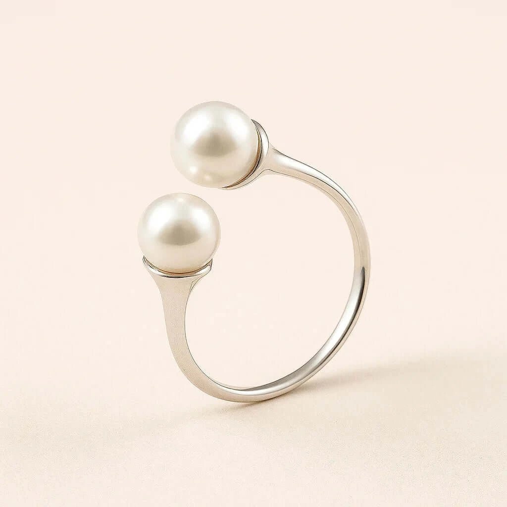 Tide Pearl Open Ring – 925 Silver Elegance - Alymwndw