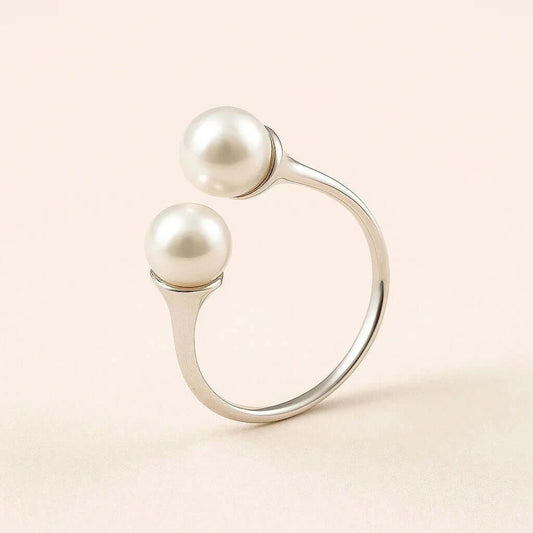 Tide Pearl Open Ring – 925 Silver Elegance - Alymwndw