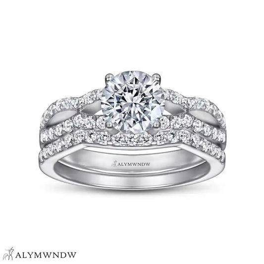 Triple Band Diamond Ring Set – Gold, Platinum & Silver - Alymwndw