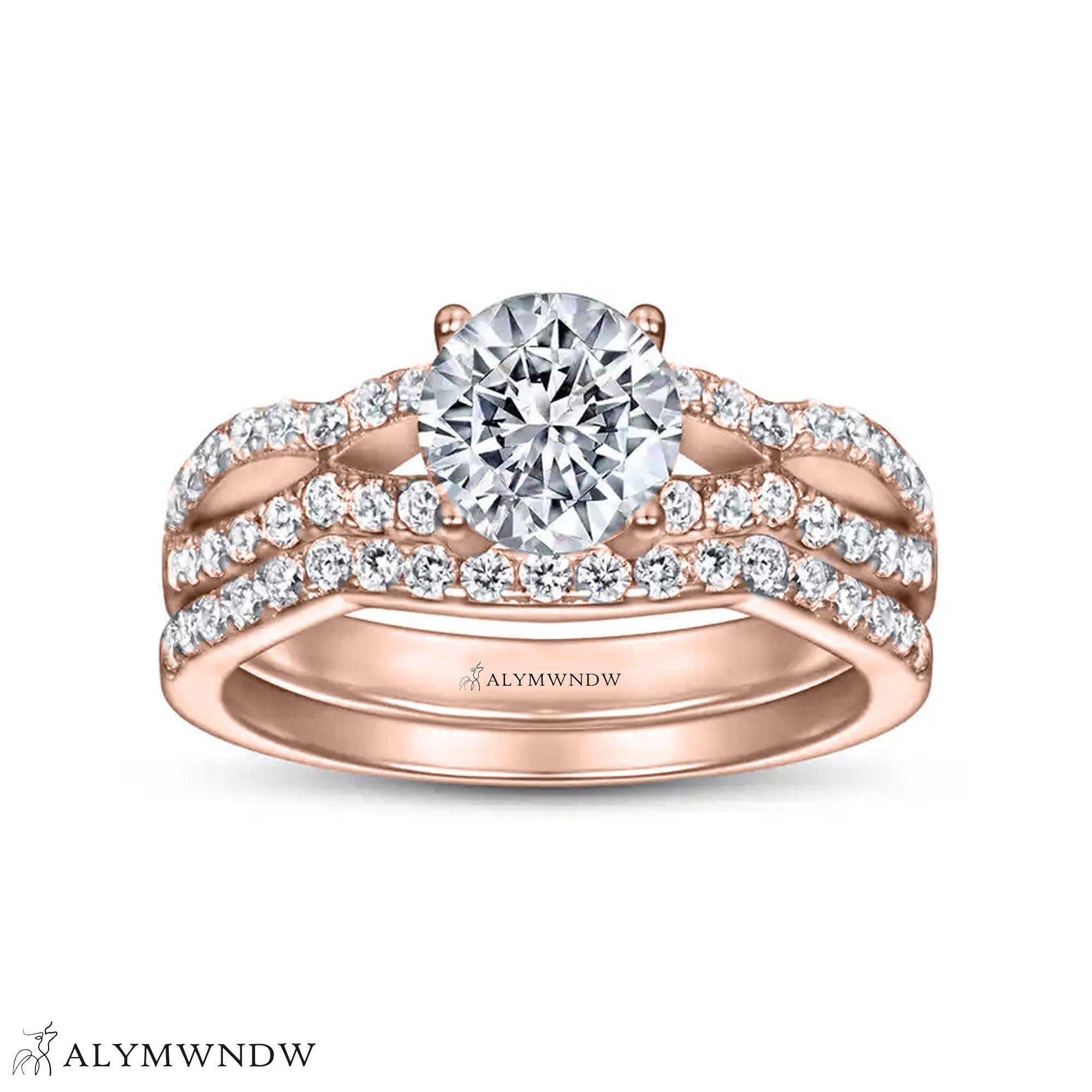 Triple Band Diamond Ring Set – Gold, Platinum & Silver - Alymwndw