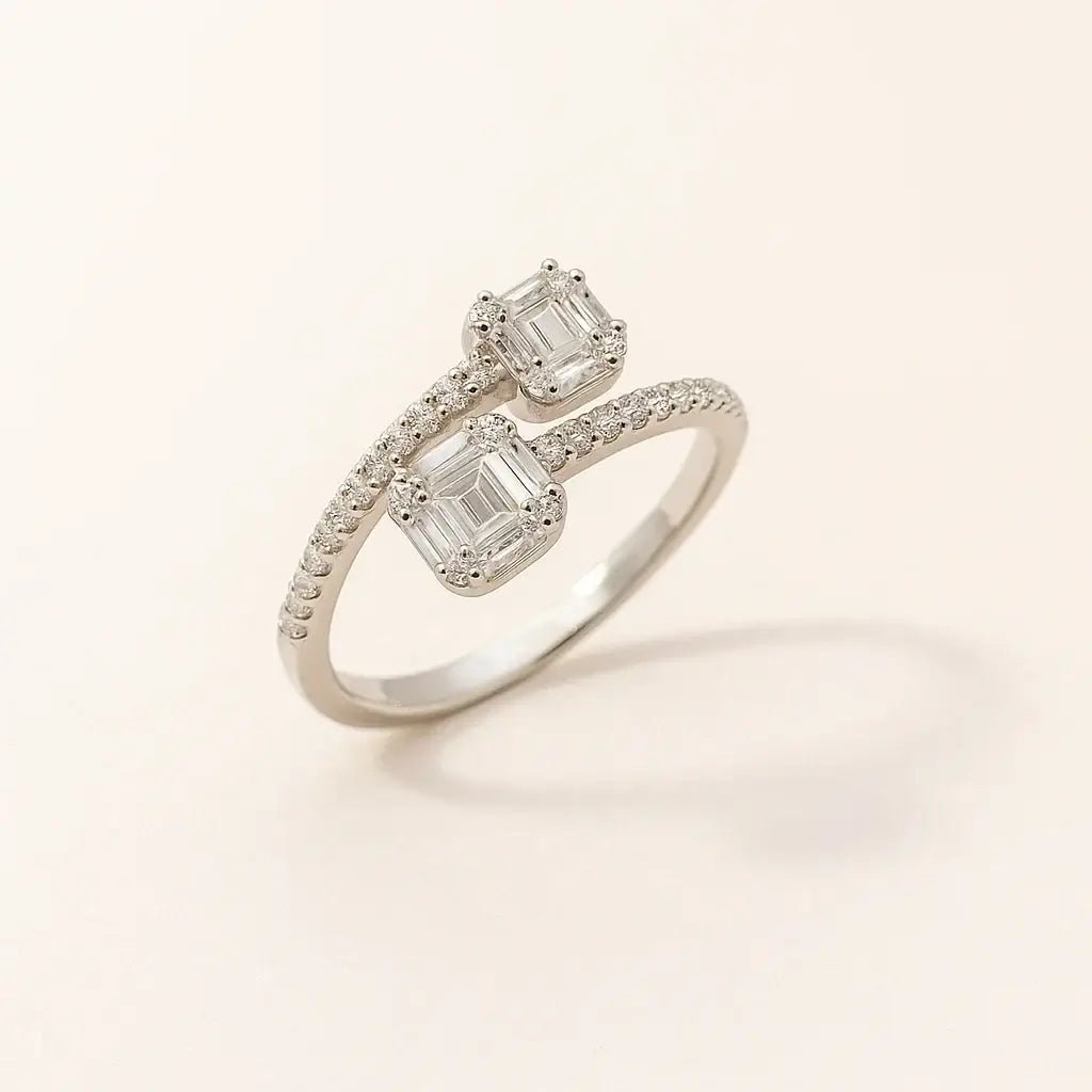 Twin Radiance 925 Sterling Silver Ring - Alymwndw
