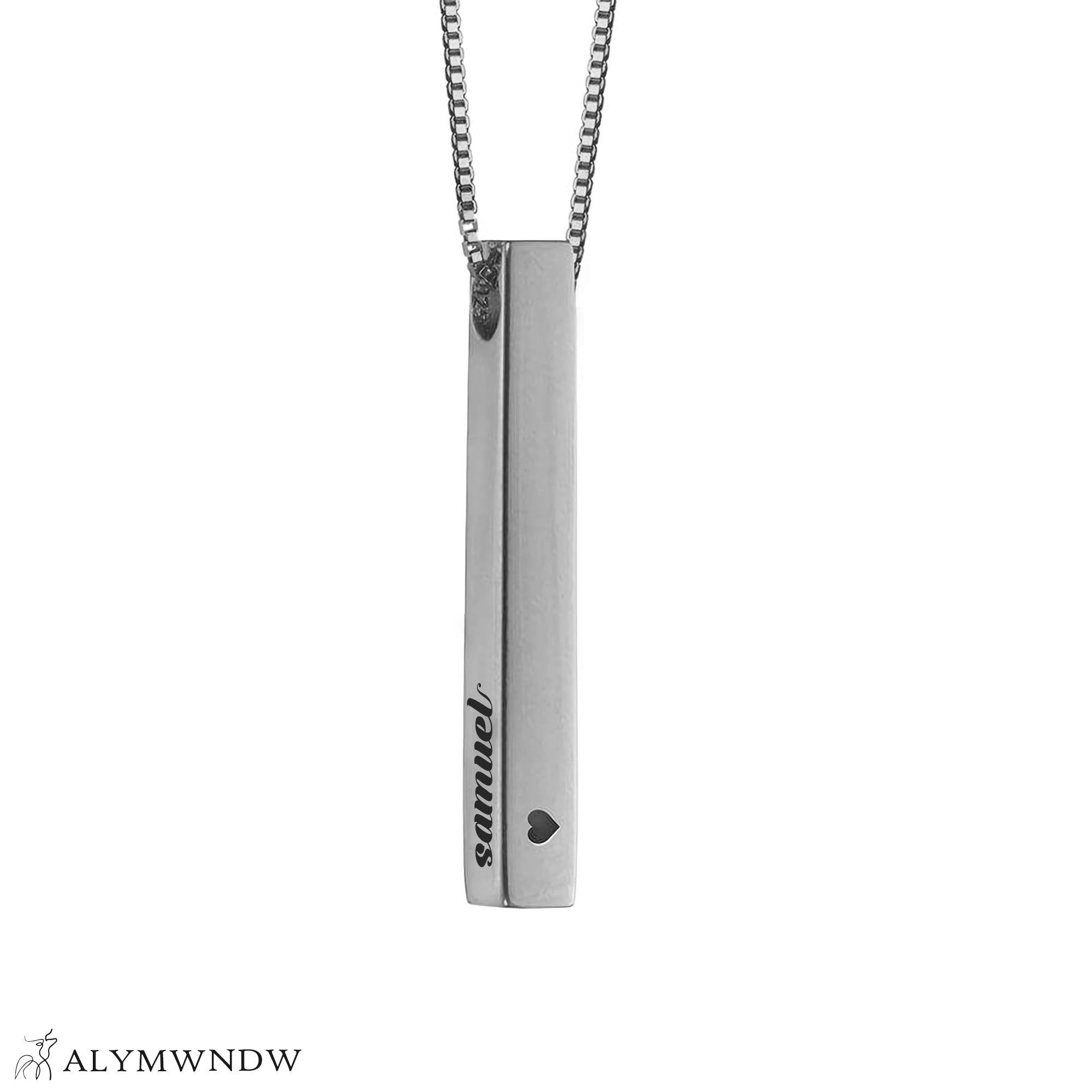 Vertical Bar Necklace – Personalized Gold Name Pendant (18K / 21K / 22K) - Alymwndw