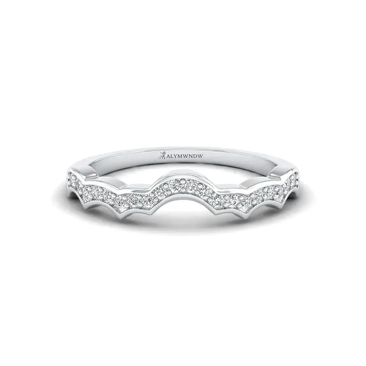 Wave Diamond Band Ring - Alymwndw