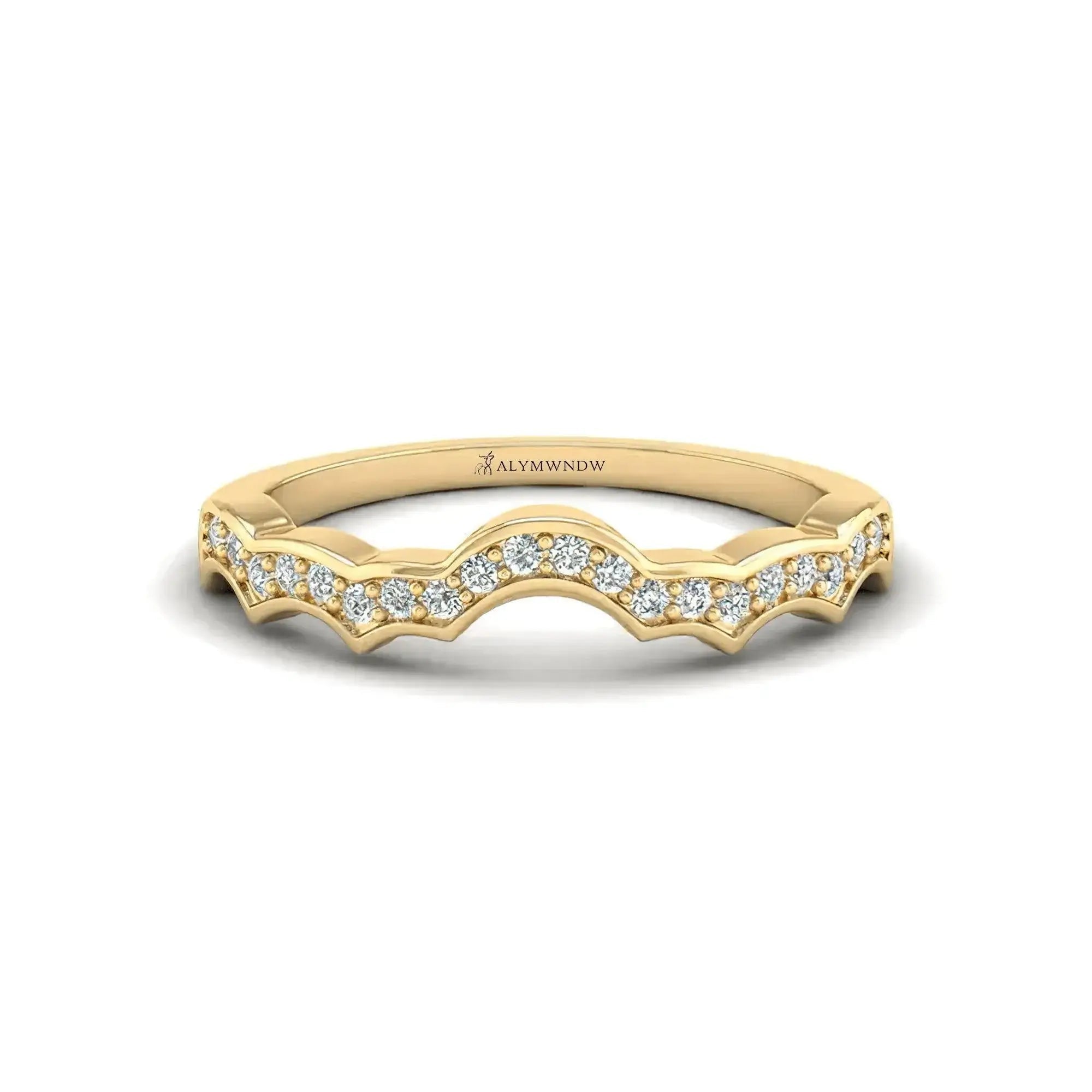 Wave Diamond Band Ring - Alymwndw