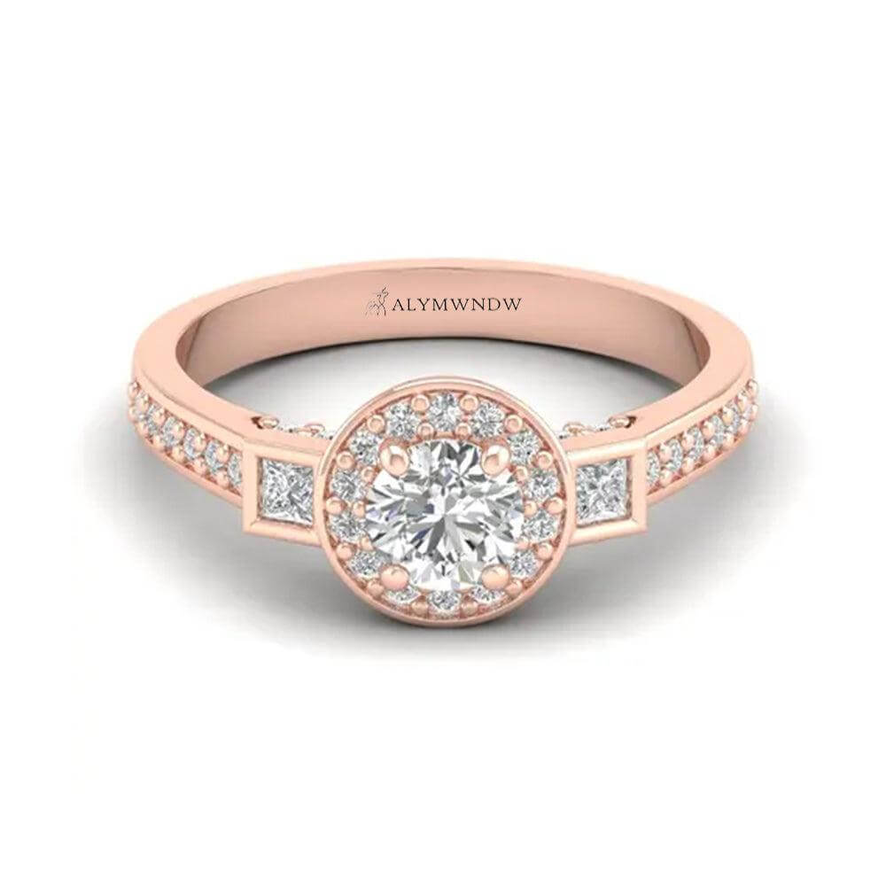 Woman Ring with Lab Grown Diamond in Gold & Platinum | Alymwndw Jewellery - Alymwndw