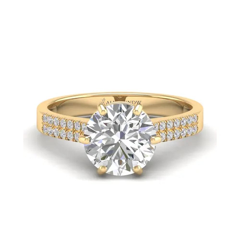 Woman Ring with Lab Grown Diamond in Gold & Platinum | Alymwndw Jewellery - Alymwndw