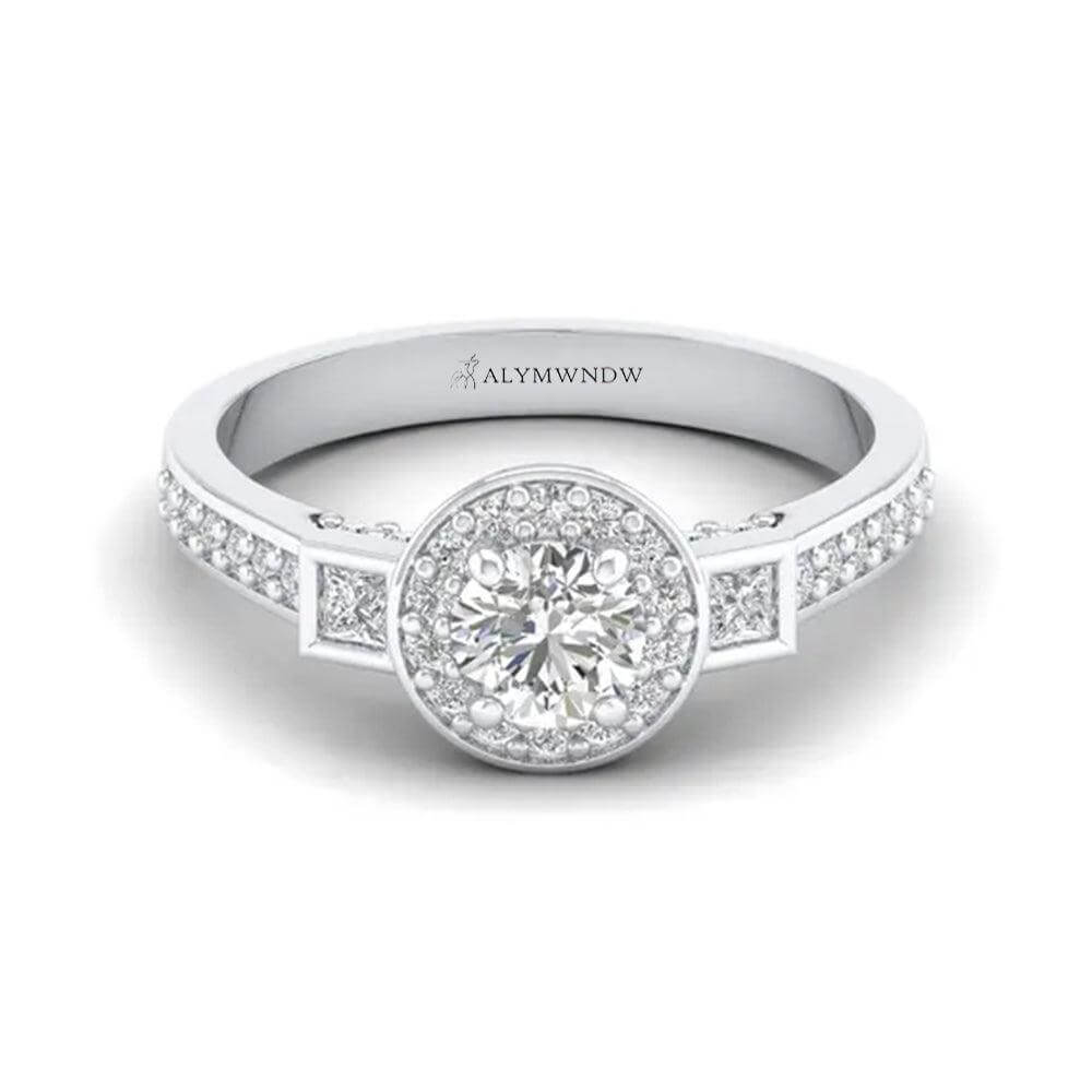 Woman Ring with Lab Grown Diamond in Gold & Platinum | Alymwndw Jewellery - Alymwndw