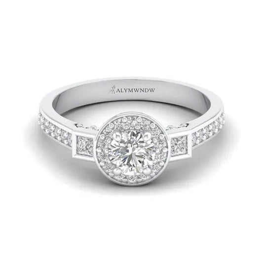 Woman Ring with Lab Grown Diamond in Gold & Platinum | Alymwndw Jewellery - Alymwndw