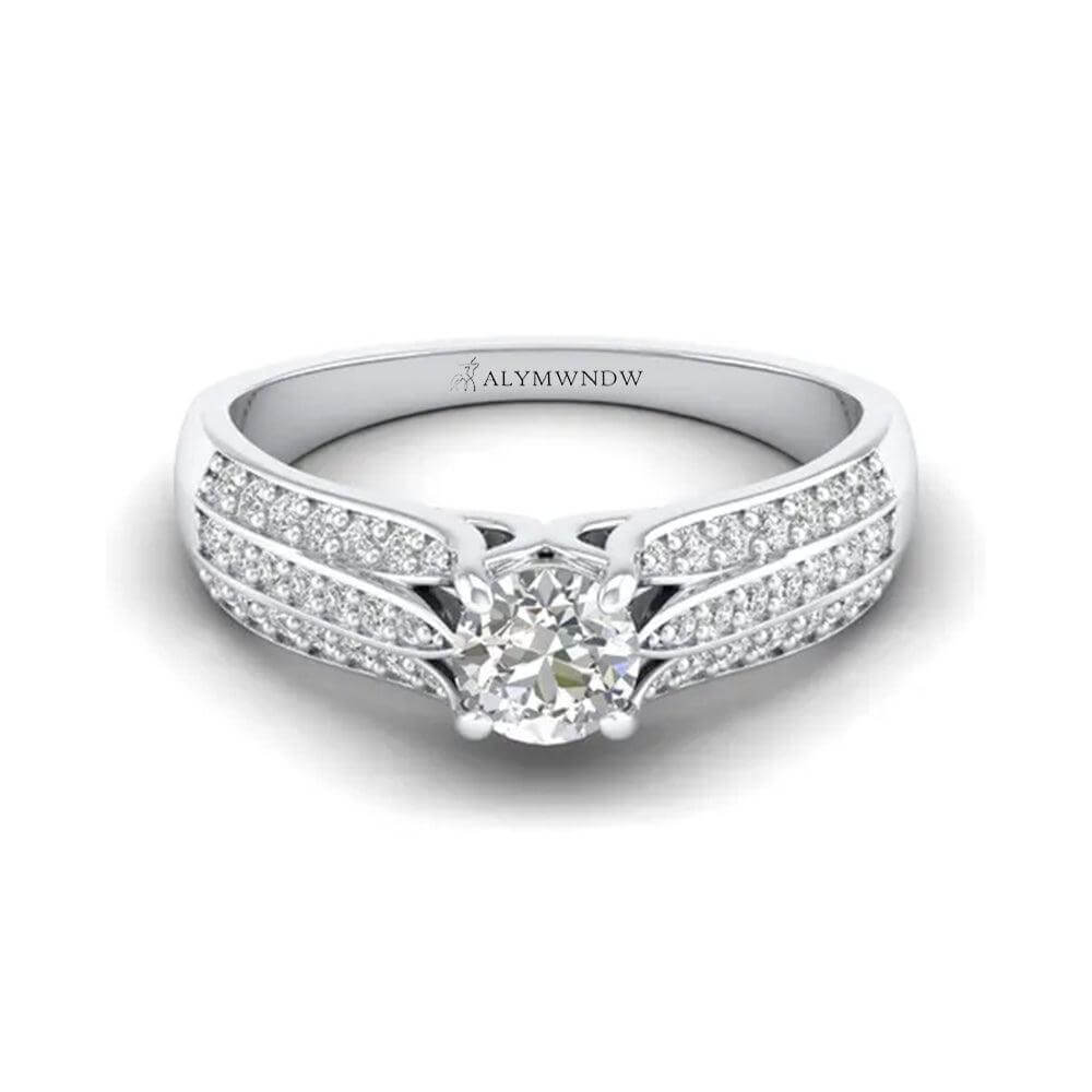 Woman Ring with Lab Grown Diamond in Gold & Platinum | Alymwndw Jewellery - Alymwndw