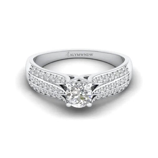 Woman Ring with Lab Grown Diamond in Gold & Platinum | Alymwndw Jewellery - Alymwndw