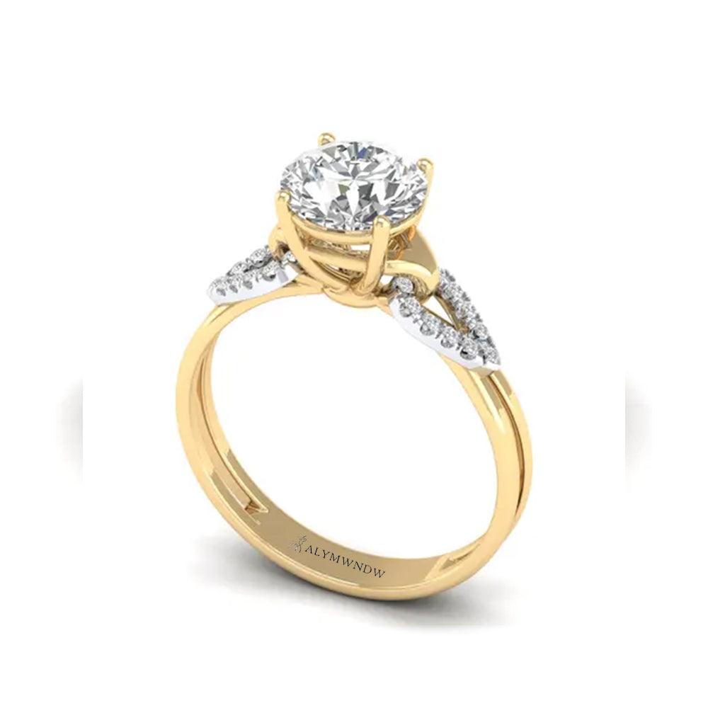 Woman Ring with Lab Grown Diamond in Gold & Platinum | Alymwndw Jewellery - Alymwndw