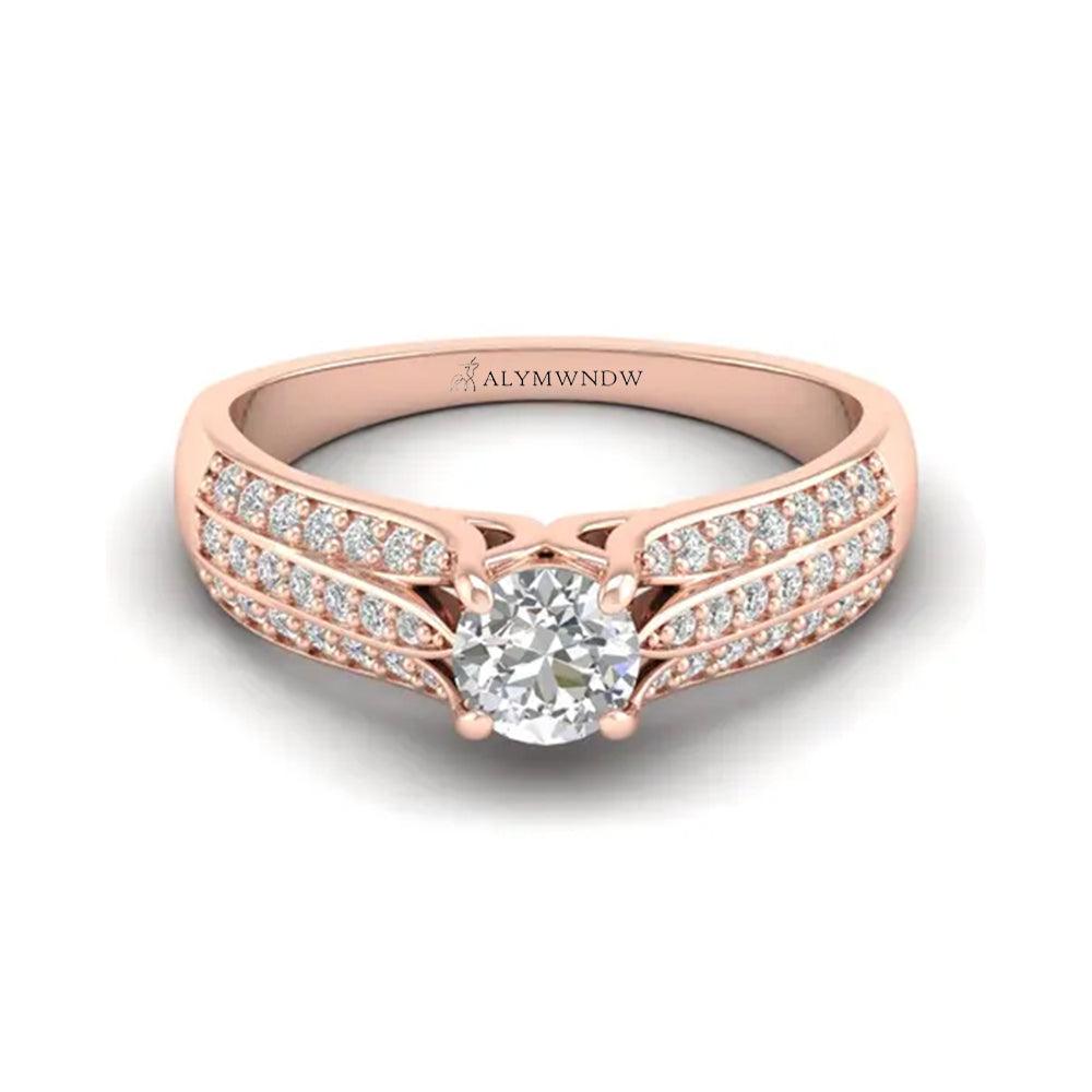 Woman Ring with Lab Grown Diamond in Gold & Platinum | Alymwndw Jewellery - Alymwndw