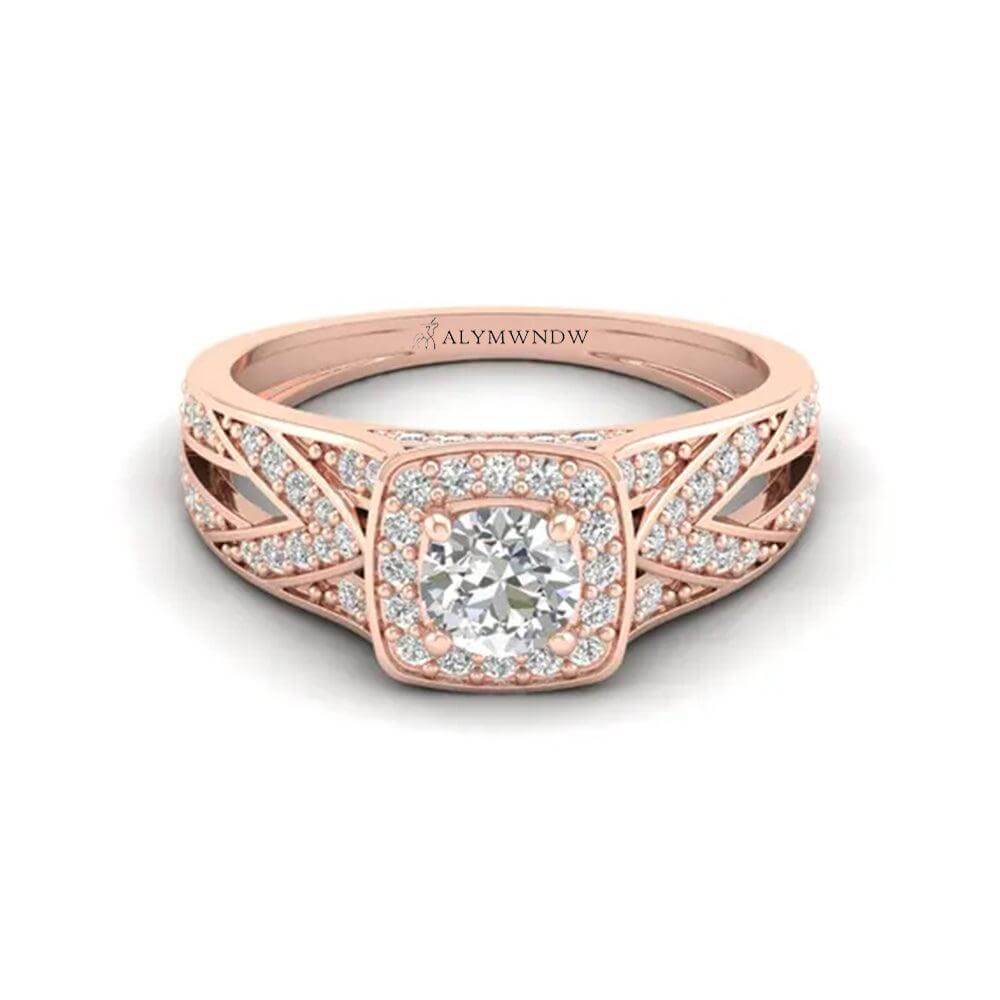 Woman Ring with Lab Grown Diamond in Gold & Platinum | Alymwndw Jewellery - Alymwndw