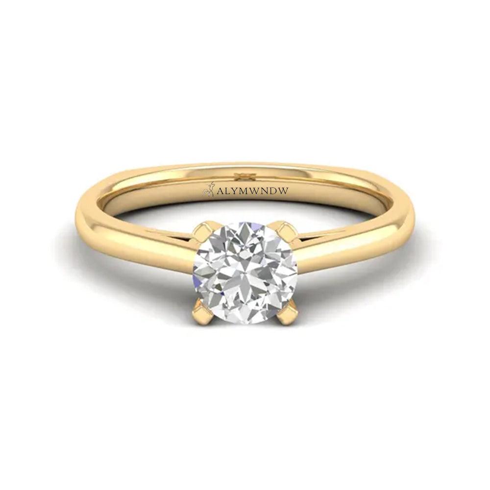 Woman Ring with Lab Grown Diamond in Gold & Platinum | Alymwndw Jewellery - Alymwndw