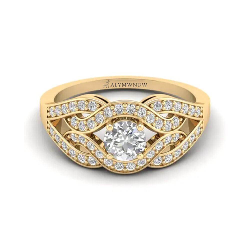 Woman Ring with Lab Grown Diamond in Gold & Platinum | Alymwndw Jewellery - Alymwndw