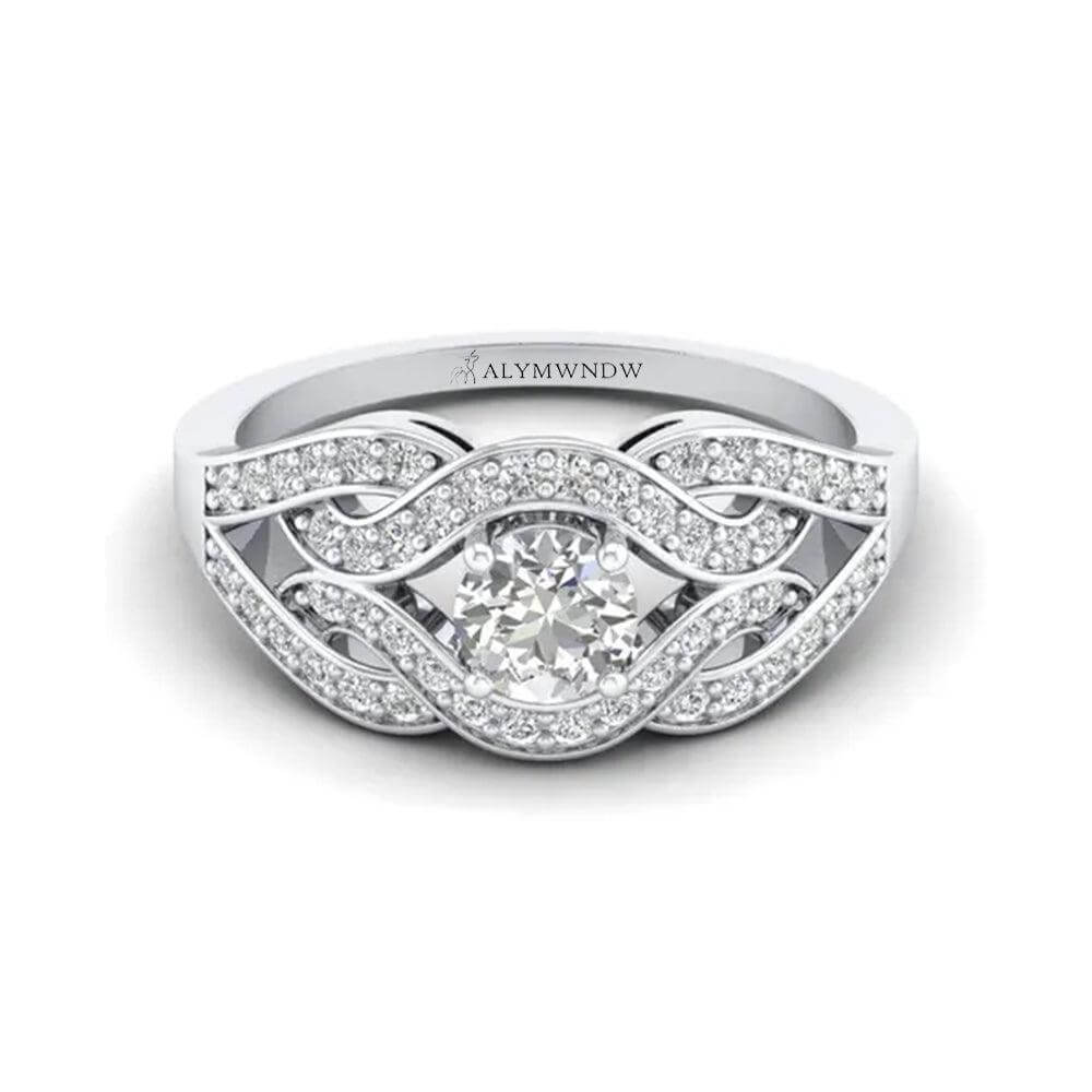 Woman Ring with Lab Grown Diamond in Gold & Platinum | Alymwndw Jewellery - Alymwndw